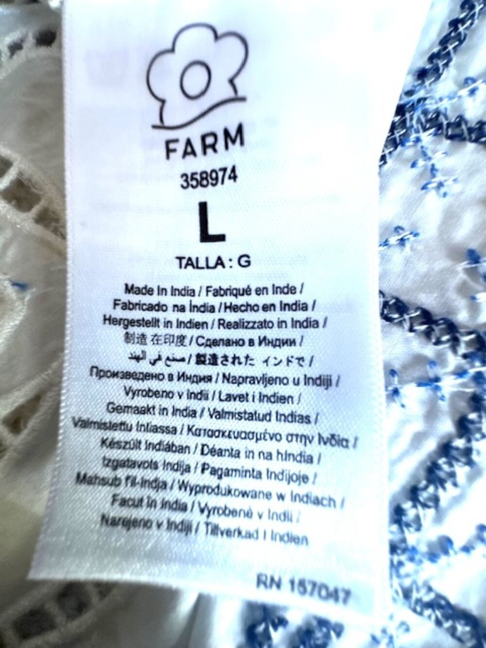 FARM Rio Off White Flowers Embroidery Richelieu Shirt - Picture 13 of 16